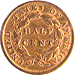 .gif of the reverse of a classic head half cent in very fine condition