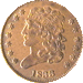 .gif of the obverse of a classic head half cent in extremely fine condition
