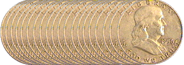 .gif of a roll of 1956 franklin half dollars