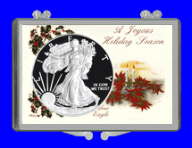 .gif of a 3x2 coin holder for a silver eagle dollar - xmas theme
