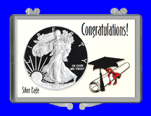 .gif of a 3x2 snaplock congratualitions graduate silver eagle coin holder