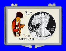 .gif of a 3x2 coin holder for a silver eagle dollar - bar mitzvah design