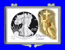 .gif of a 3x2 coin holder for a silver eagle dollar - easter cross with angles design