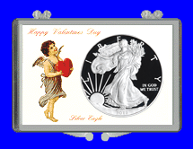 .gif of a 3x2 coin holder for a silver eagle dollar - valentines day angel design