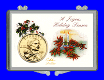 .gif of a 3x2 coin holder for a sacagawea dollar - xmas theme