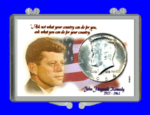 .gif of a 3x2 snap lock coin holder for kennedy half dollar design #1