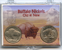 .gif of a 3x2 snap lock coin holder for the old and new style buffalo nickels