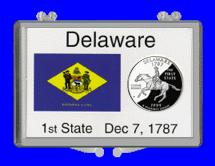.gif of a 3x2 snap lock coin holder for the Delaware statehood quarter