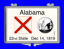 .gif of a 3x2 snap lock coin holder for the Alabama statehood quarter