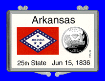 .gif of a 3x2 snap lock coin holder for the Arkansas statehood quarter