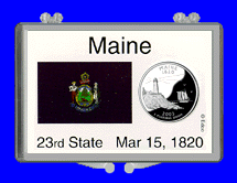 .gif of a 3x2 snap lock coin holder for the Maine statehood quarter