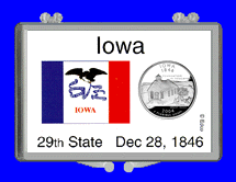 .gif of a 3x2 snap lock coin holder for the Iowa statehood quarter