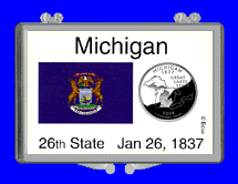 .gif of a 3x2 snap lock coin holder for the Michigan statehood quarter