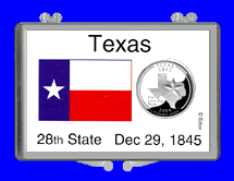 .gif of a 3x2 snap lock coin holder for the Texas statehood quarter