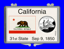 .gif of a 3x2 snap lock coin holder for the california statehood quarter