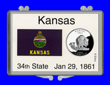 .gif of a 3x2 snap lock coin holder for the Kansas statehood quarter
