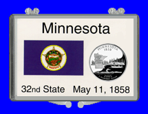.gif of a 3x2 snap lock coin holder for the minnesota statehood quarter