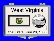 .gif of a 3x2 snap lock coin holder for the West Virgina statehood quarter