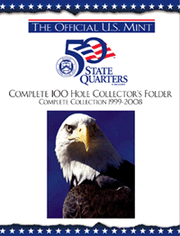 .gif of the official u.s. mint 50 state quarter complete 100 hole collector's coin folder