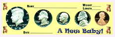 .gif of a 5 coin birth year coin holder for the newborn