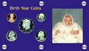 .gif of a capital plastic 5 coin photo birty year coin holder in blue