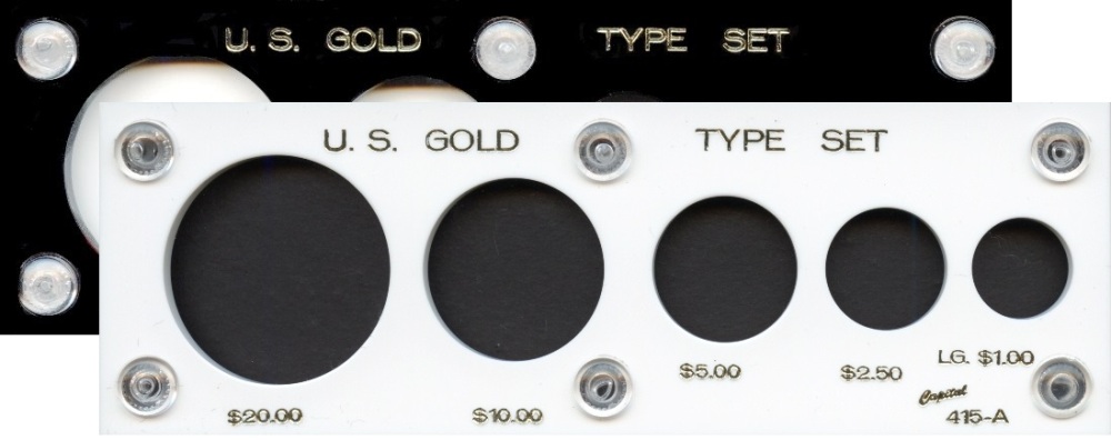 Capital Plastics CP-415A 5-Coin Holder U.S. Gold Type Set Large $1.00 - www.jakesmp.com