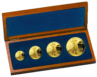 Image of item PC3-4GE chery wood gift box for the 4 coin u.s. gold ealge coin set