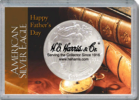 .gif of a Happy father's Day silver eagle coin holder
