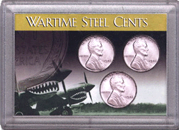 .gif of a h.e. harris coin holder for the 1943 steel cents
