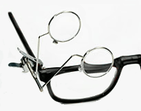 .gif of bausch & lomd double magnifying glasses that attach to a pair of eye glases