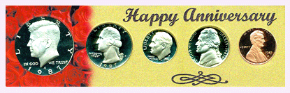 .gif of a 5 coin anniversary coin set