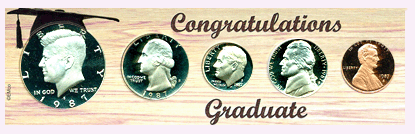 .gif of a 5 coin graduation year coin set