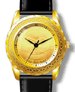 .gif of a peace medal design jefferson nickel men's wristwatch with a gold plated coin and case