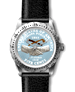 .gif of a peace medal design commemorative jefferson nickel woman's wristwatch with a painted dial