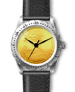 .gif of a woman's wristwatch with the ocean view design gold plated jefferson nickel dial