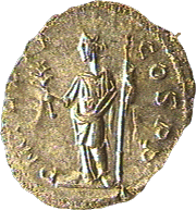 reverse .gif of ancient coin of Roman Emperor Seberus Alexander