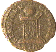 reverse .gif of ancient coin of Roman Emperor Constantine the Great