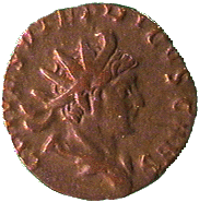 .gig of ancient coin of Roman Emperor Tetricus II