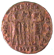reverse .gif of ancient coin Roman Caesar and Emperor Constantine II