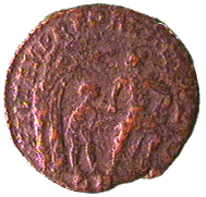 reverse .gif of ancient coin of Roman Emperor Constans
