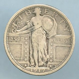 1917 TY1 Liberty Standing Quarter - Obverse - www.jakesmp.com