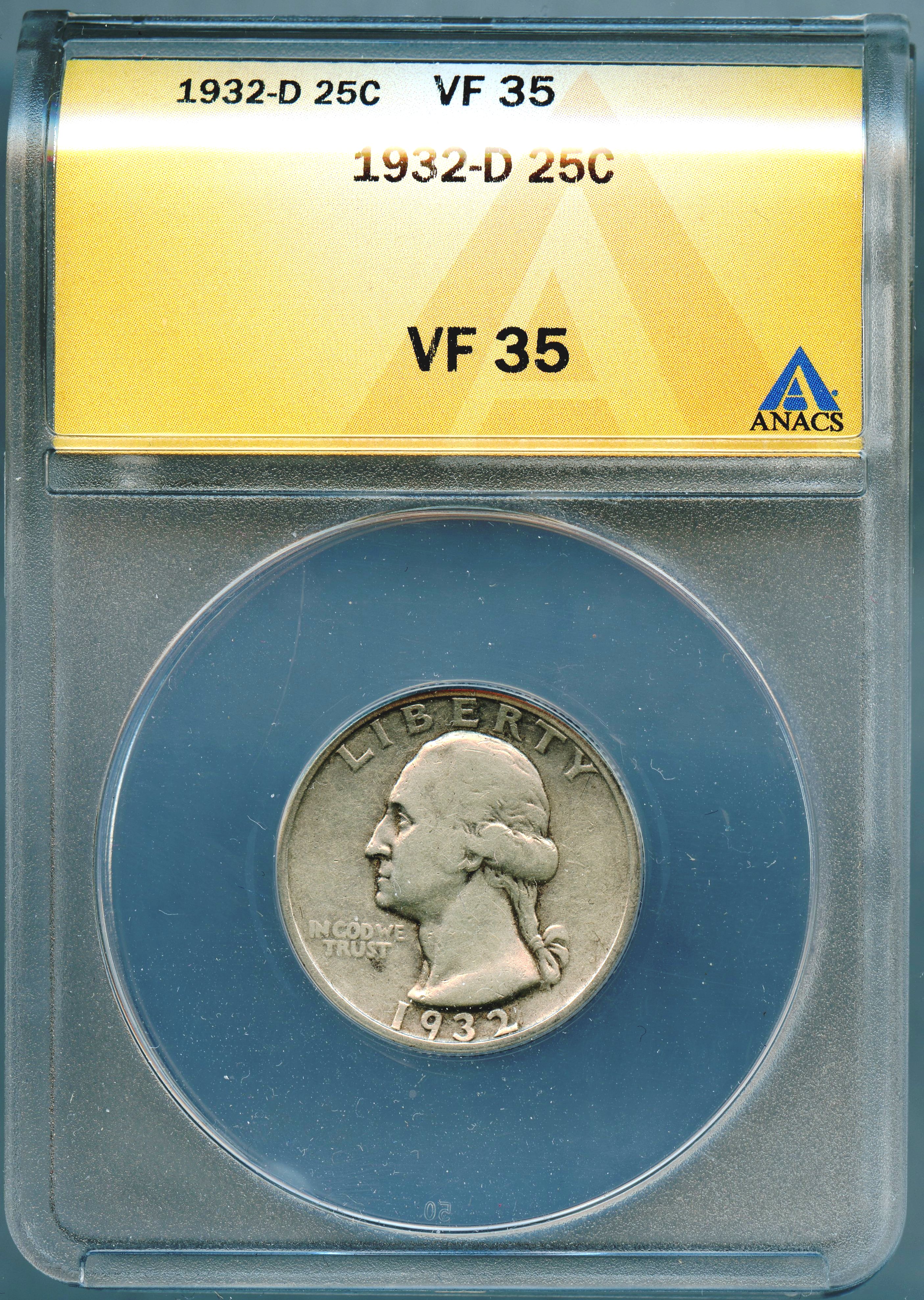 1932-D Washington Quarter ANACS VF-35 - Obverse - www.jakesmp.com