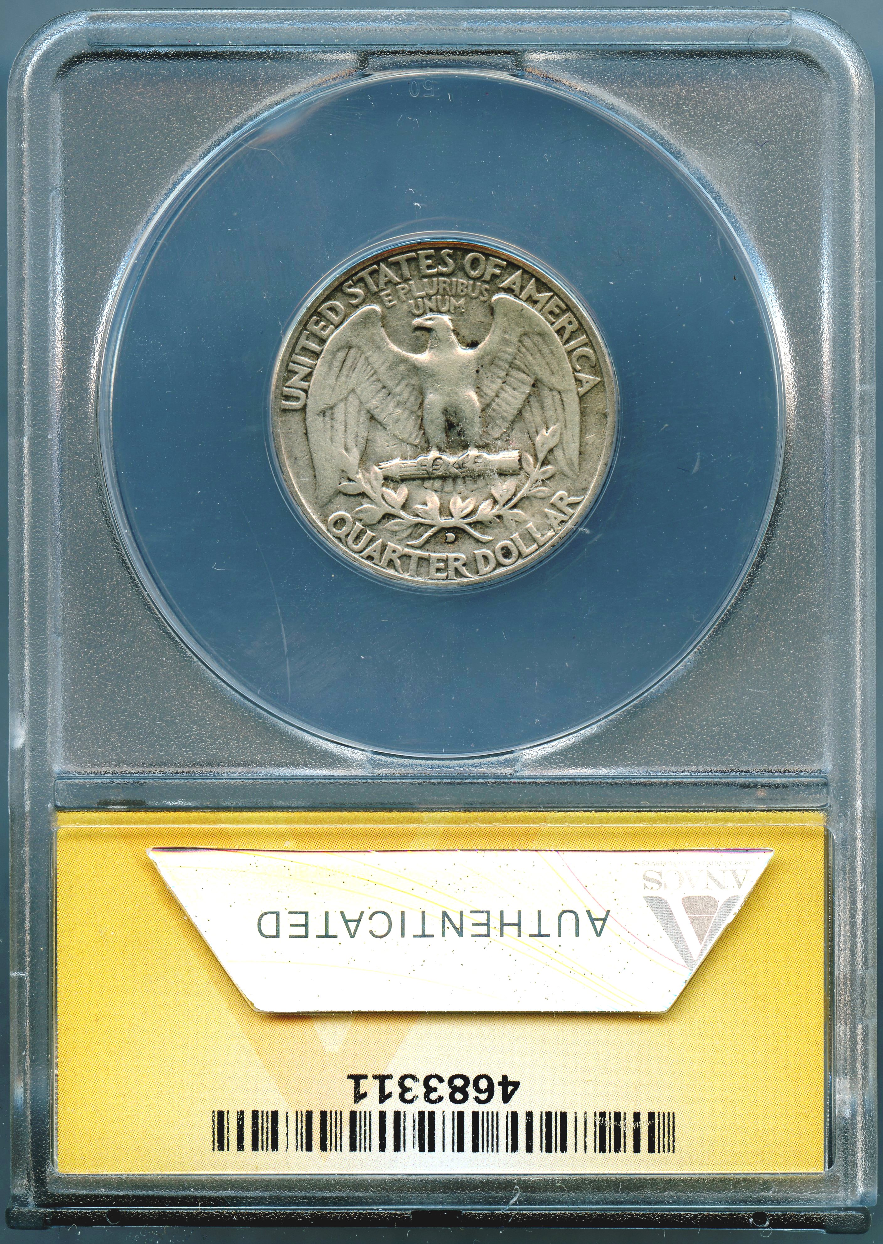 1932-D Washington Quarter ANACS VF-35 - Reverse - www.jakesmp.com