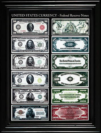 Custom Decorative Currency Wall Displays Gif Of U S Currency Large Size Federal Reserve Notes