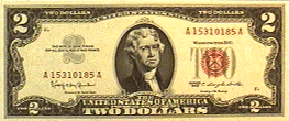 U.S. Legal Tender $2.00 bill .gif on Jake's coin specials & assortments U.S. $2.00 notes page
